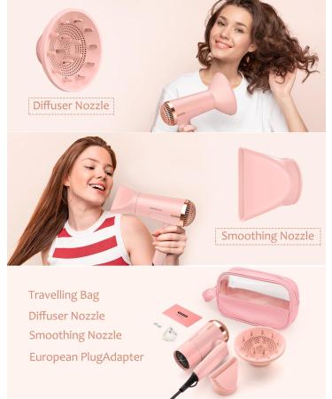 Travel Diffuser Hair Dryer - PRITECH 1200W Dual Voltage Foldable Mini Blow Dryer with Diffuser Professional Compact Hairdryer for Worldwide Use - Buy Online on GoSupps.com