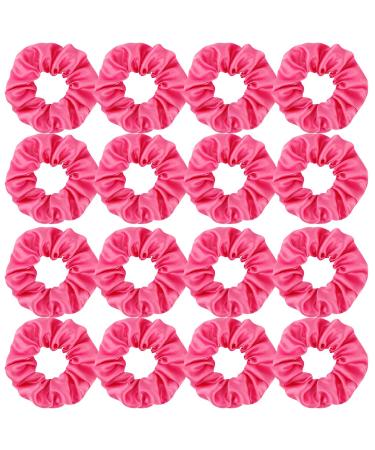 16 Pacs Satin Scrunchies Bridesmaid Proposal Gifts Hair Ties Scrunchies for Women Girls Bachelorette Party Favors(Hot pink)