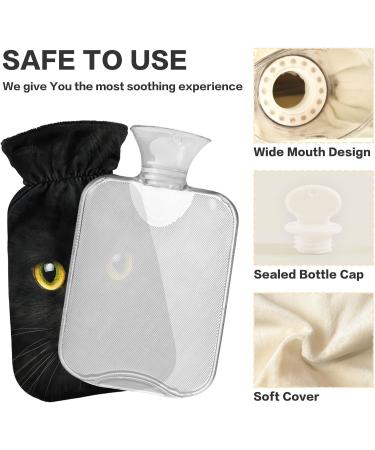 Buy Naanle Hot Water Bottle with Black Cat Cover - 1L Heat & Cold Therapy | Pain Relief & Comfort for Beds & Hands - Buy Online on GoSupps.com