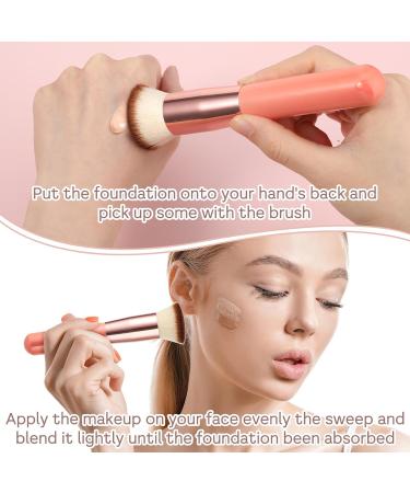Foundation Brush for Liquid Makeup Flat Top Kabuki Foundation Brush Makeup Tools Concealer Brush Professional Makeup Brushes for Cream Powder Blush and Concealer Pink - Buy Online on GoSupps.com