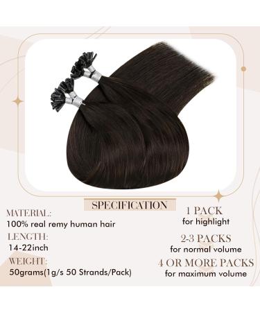 Hetto Real Hair Extensions - Darkest Brown #2 18 Inches 50g Smooth Bonding - International Shipping - Buy Online on GoSupps.com