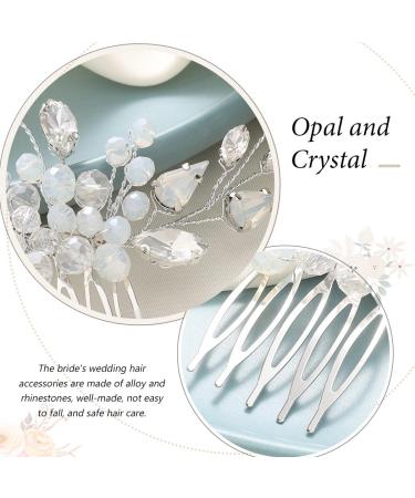 Easedaily Silver Crystal Bridal Hair Comb - Opal Wedding Hair Piece for Women and Bridesmaids - Buy Online on GoSupps.com