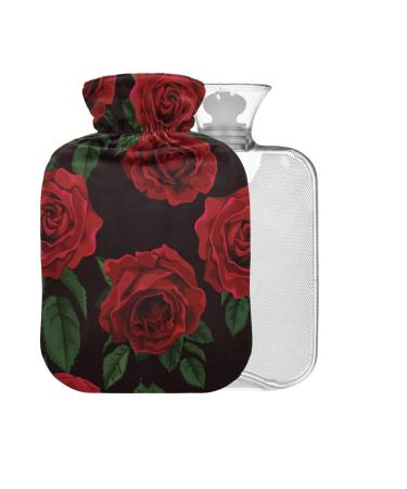 Red Roses BAP Free Hot Water Bottle with Cover 2L Large Warm Water Bag for Pain Relief Kids Men Women
