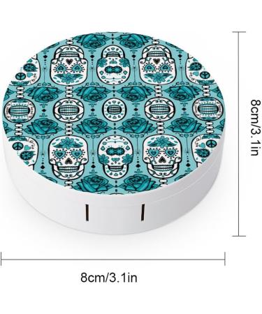 Skull Turquoise Contact Lens Case - Portable Travel Box with Mirror | International Shipping Available - Buy Online on GoSupps.com