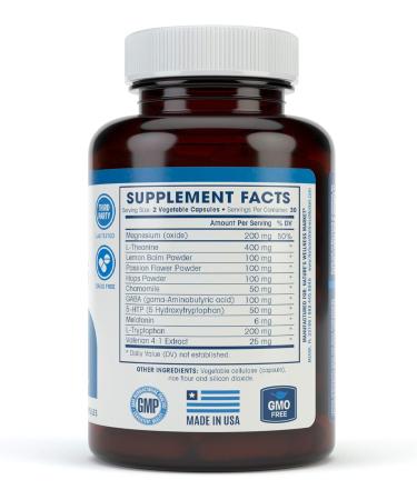 Premium Natural Sleep Aid for Adults - Effective Relief - Non Habit Forming - Wake Up Feeling Refreshed - Proprietary Blend with Melatonin Tryptophan Magnesium Valerian Chamomile & More - 60 Veg - Buy Online on GoSupps.com