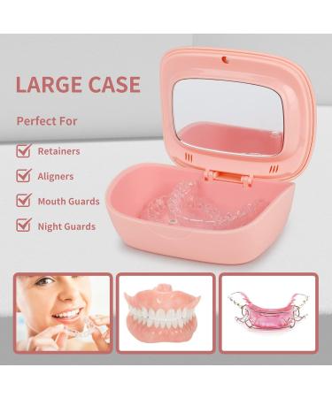 RSWhyy Double-Layered Denture Cover Case - Aligner Etui with Ventilation Holes Cleaning Brush & Mirror - Night Mouth Protection (Pink) | Buy Internationally - Buy Online on GoSupps.com