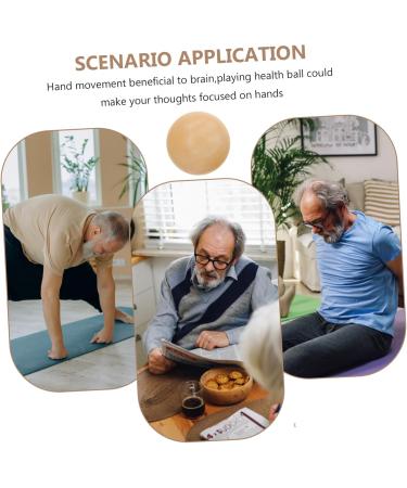 Beaupretty 2 STK Chinese Handballs - Marble Massage Balls for Muscle Relief & Fitness | Baoding Balls - 5.50cm Yellow - Buy Online on GoSupps.com