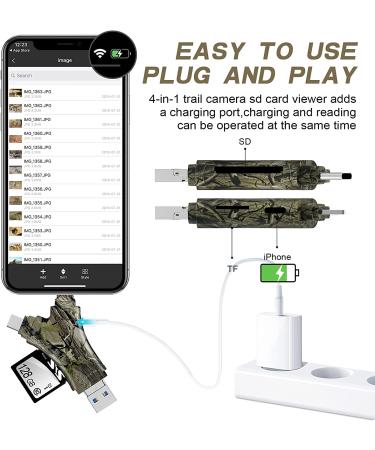 Trail Camera Viewer SD Card Reader - 4 in 1 Memory Card Reader for iPhone & iPad - View Hunting Game Camera Photos/Videos on Smartphone - Buy Online on GoSupps.com