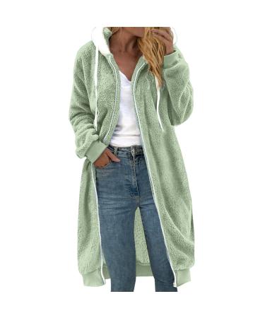 Hanxiulin fleece jacket plush jacket cuddly jacket ceiling hoodie ladies oversize down jacket warm cozy art fur women's coat elegant fleece jacket l mint green