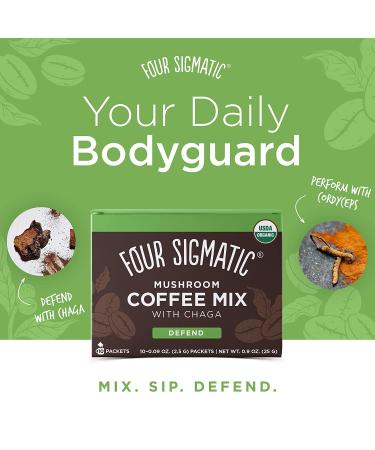 Four Sigmatic Mushroom Coffee Mix with Chaga - 10 Packets (0.09 oz each) - Natural Energy Boost - Buy Online on GoSupps.com