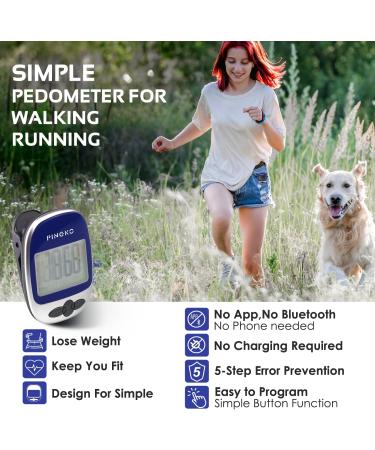 PINGKO Portable LCD Pedometer for Jogging, Hiking, Running & Walking - Blue | Step Counter with Calorie Burn Tracker - Buy Online on GoSupps.com