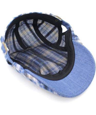 Spring Summer Plaid Newsboy Hat for Men and Women - Sky Blue, 55-61cm - Buy Online on GoSupps.com