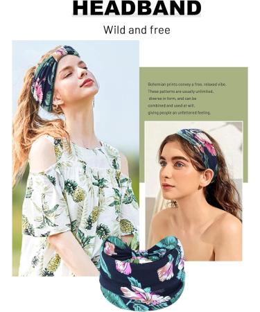 Kavya Women's Headbands UK | Boho Soft Hair Bands for Yoga and Fashion | Elastic Hair Accessories (Elegant) Multi-Colored - Buy Online on GoSupps.com