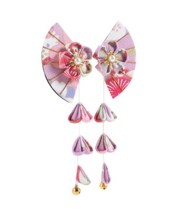 Amosfun 1 Pair Hair Jewelry Small Hair Clips Flower Tassel Hairpin Flower Hair Clips Women Hairpins Japanese Style Barrettes Fan Hair Clips Women Hair Clips Girl Bride Accessories Metal