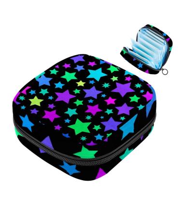 MUOOUM Colored Stars Pattern Sanitary Napkin Storage Bag Portable Period Bag for Women Teen Girls Menstrual Cup Pouch Nursing Pad Holder Multi-colored 5