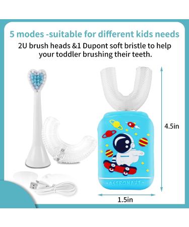 Kids Electric U-Shaped Toothbrush with Wireless Charging | 360 Ultrasonic Automatic Toothbrush for Ages 7-12 | IPX7 Waterproof | 5 Modes | Blue - Buy Online on GoSupps.com