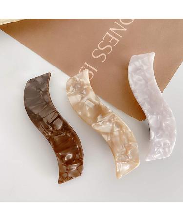 Tortoise Shell Hair Barrettes 4 Pack - French Design Large Rectangular Clips for Women - Fashion Hair Pins for Ponytails - Style 2 - Buy Online on GoSupps.com