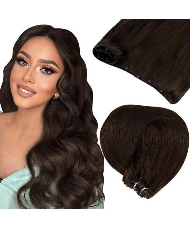 Laavoo micro weft extensions real hair brown extensions micro bead hair extension remy human hair 12-inch Width ez weft micro treat real hair invisible #4 50g 40cm-50g 2.14 #4