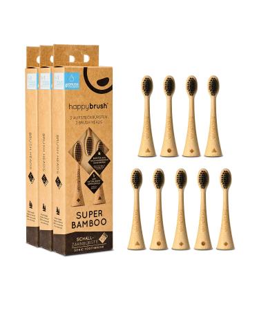 Happybrush Sustainable bamboo for electric sound -toothbrush ECO Vibe 3 - sensitive for sensitive teeth and gums - 3x3 pieces