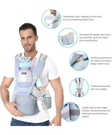 Ineffbb Baby Carrier | Breathable Sling with Hip Seat | Baby Wrap for Newborn to Toddler | Baby Blue - Buy Online on GoSupps.com