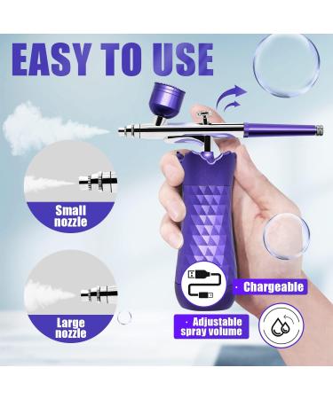 Mini Upgraded Portable Cordless Airbrush Kit with Compressor - Rechargeable Handheld Spray Gun for Cake Decor, Makeup, Nail Art & Tattoo in Purple - Buy Online on GoSupps.com