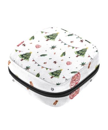 Guantierendiy Sanitary Napkin Storage Bag Portable Period Bag for Women Teen Girls Christmas Tree Menstrual Cup Pouch Nursing Pad Holder (Multicolor) Color 1