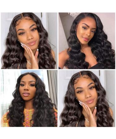 BINF 26 Inch Loose Deep Wave Lace Front Wig - Brazilian Virgin Human Hair, HD Frontal, Pre Plucked, Natural Color - Afro Black, Glueless for Women - Buy Online on GoSupps.com