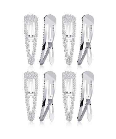 Strass-hair clips 7.6 cm bridal jewelry hair clips for women and girls wedding hair needles hair accessories 4 pieces (silver)