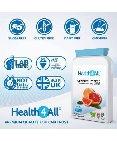 Organic Grapefruit Seed Extract (GSE) 90 Capsules for Candida & UTIs | Vegan | Made in UK by Health4All - Buy Online on GoSupps.com