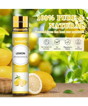 Aoruilia 10ml Lemon Essential Oil 100% Pure Premium Grade Lemon Oils for Diffuser Home Cleaning Aromatherapy Diffuser Spa Yoga Candle Making Lemon 10 ml (Pack of 1) - Buy Online on GoSupps.com