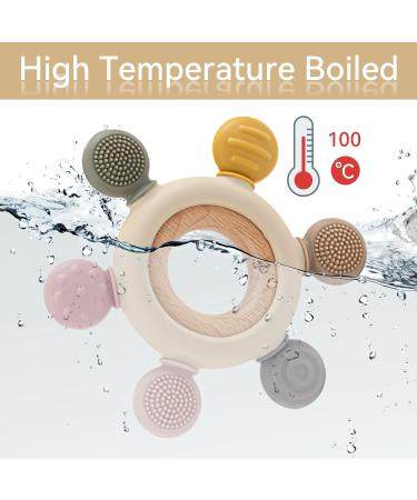 Best BPA-Free Silicone Bite Ring for Babies | Cooling Teething Aid for 3+ Months with Pacifier Chain - Buy Online on GoSupps.com