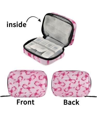 Breast Cancer Awareness Month Travel Pill Organizer | 7 Day Large Pill Box Holder for Vitamins & Medicine Perfect for Family Travel - Buy Online on GoSupps.com