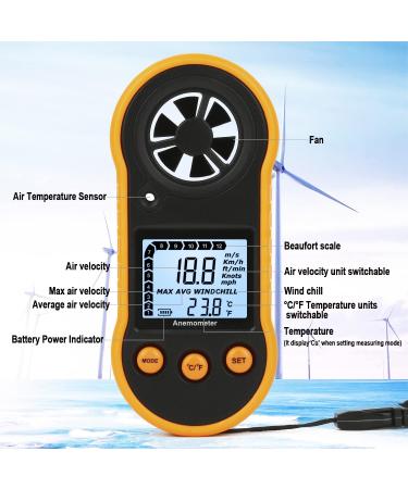 Buy Digital Wind Knife - LCD Anemometer for Accurate Wind Speed Measurement | Ideal for Sailing Surfing & Fishing - Yellow - Buy Online on GoSupps.com
