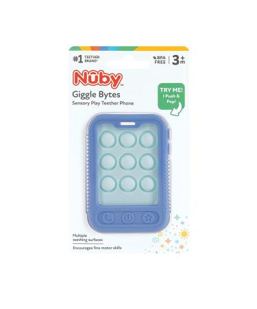 Nuby Baby Teething Toy - BPA Free Sensory Popper Cellphone - Blue - 3+ Months - Buy Online on GoSupps.com
