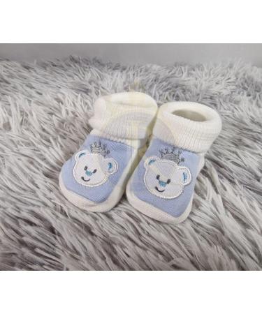 Royal Icon 2 Pairs Baby Booties 0-3 Months | Adorable & Safe Slippers for Newborn Boys & Girls | Soft & Stylish Baby Boots for Indoor & Outdoor Use | White Blue Teddy Design - Buy Online on GoSupps.com
