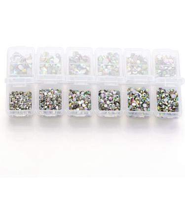 Zealer 1800pcs Top Grade AB Crystal Nail Art Rhinestones for Nails, Crafts, Makeup - 300pcs Each SS3, 6, 10, 12, 16, 20 - Crystal AB - Buy Online on GoSupps.com