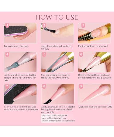 Saviland Pink Builder Nail Gel Kit - 5-In-1 Builder Base & Hard Gel for Nail Strengthening, Repair, and Extensions - DIY Home Nail Kit - Buy Online on GoSupps.com