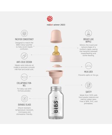 BIBS Bottle Kit: Mix and Match with Slow Flow Blush Glass Bottles in Different Sizes - Buy Online on GoSupps.com