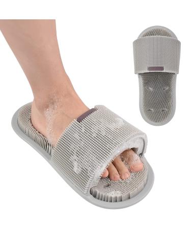 Petalum foot clothes shower silicone massage sandals with non -slip suction cups deep cleaning foot brush shower massage device for shower cornea peeling foot massage gray 1pcs gray onesize