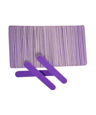 Mini Nail Files Bulk (100 Pcs)  Double Sided Emery Board Nail File for Nature Nails  Manicure Tool Set Disposable Colorful Nail File for Home Salon Use Travel Size for Men Women Kids Wood Board Purple