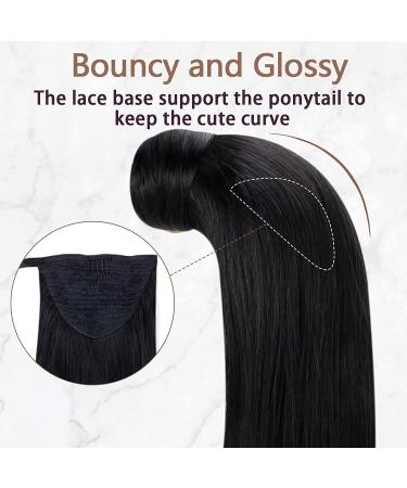 Runature 45cm Black Real Hair Braid Ponytail Extensions - Smooth Human Hair 80g Color #1 - Buy Online on GoSupps.com