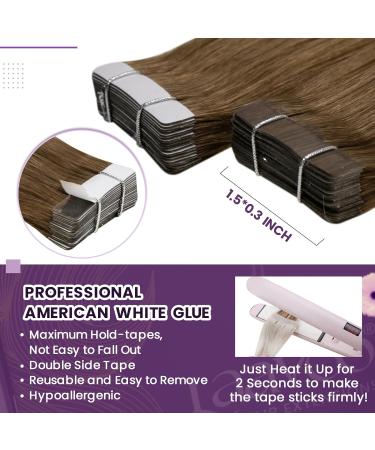 Shop Laavoo 50cm Balayage Real Hair Tape-In Extensions - Ombre Blond & Light Brown | 20PCS 50g #8/16/60 - Buy Online on GoSupps.com