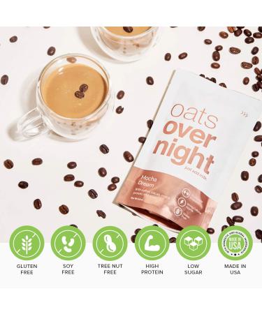 Oats Overnight Mocha Dream - High Protein Low Sugar Breakfast Shake | Gluten-Free High Fiber Non-GMO Oatmeal - 2.7oz/meal (Pack of 8) - Buy Online on GoSupps.com