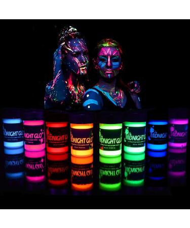 Midnight Glo Black Light Face and Body Paint (Set of 8 Bottles 0.75 oz. Each) - Neon Fluorescent Paint Safe On Skin, Washable, Non-Toxic 0.75 Fl Oz (Pack of 8) - Buy Online on GoSupps.com