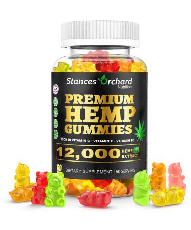 STANCES ORCHARD Hemp Gummies Advanced Extra Strength - High Potency Hemp Gummy for Adults Relaxation - Natural Organic Sugar Free Vegan Fruity Edibles - 60 Count 2-Month Supply