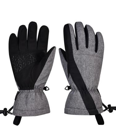 Fitfirst Ski Gloves,Waterproof Snow Gloves Windproof Winter Touchscreen Gloves Men Women Grey Large