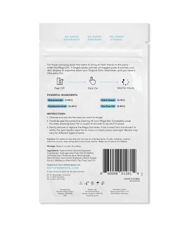 Dots for Spots Mega Dot Anti Pimple Patch - 10 Transparent Hydrocolloid Acne Patches - Fast-Acting Vegan & Cruelty-Free Solution - Buy Online on GoSupps.com