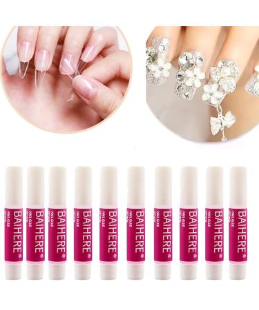 10pcs Nail Glue Fast Drying Super Strong Nail Tip Adhesive Salon Professional Quality Suitable for Nail Makeup Adhesive Nail Sequins and Nail Diamond Jewelry 2g each