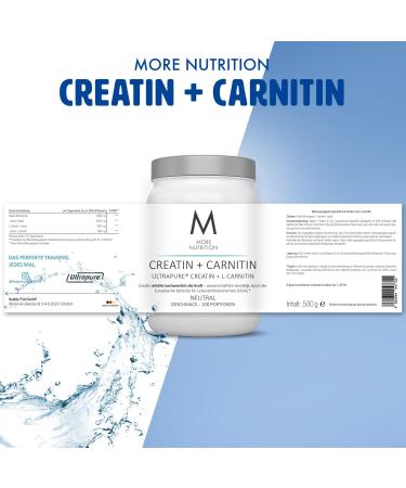 MORE Creatine + Carnitine 500g - Natural Creatine Monohydrate Powder for Enhanced Performance | International Shipping Available - Buy Online on GoSupps.com