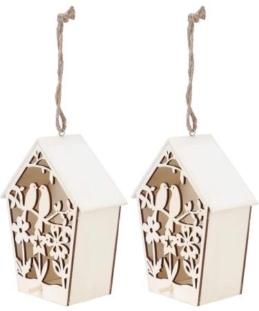 xiaozuo Wooden Hollow Bird House 2 Pieces Bird House Bird Houses for Outdoor Blue Bird House with Warm Light Wooden Hanging Bird House for Small Bird DIY Bird Cage Making Decoration667 - Buy Online on GoSupps.com